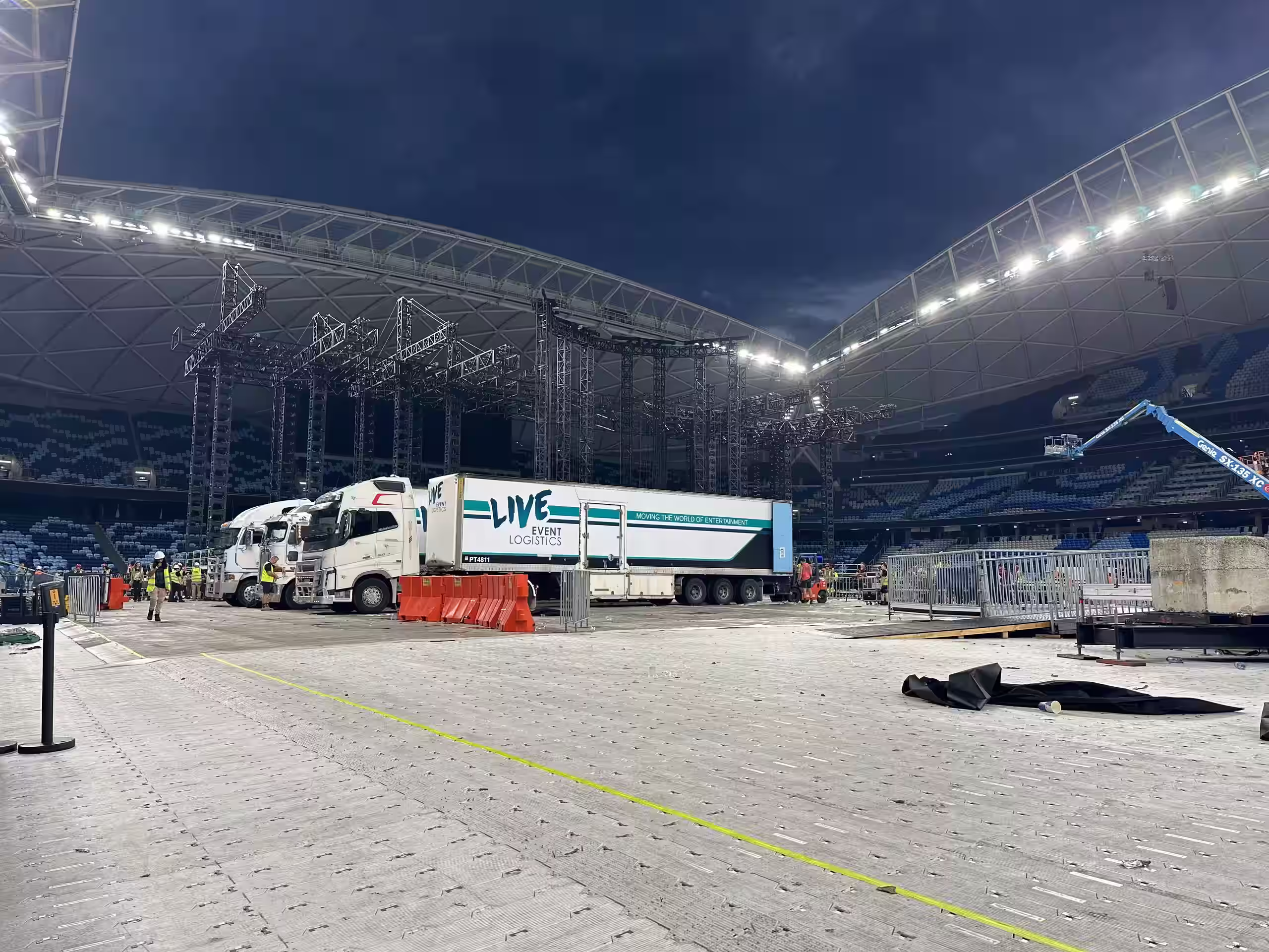 Event music logistics and site operations